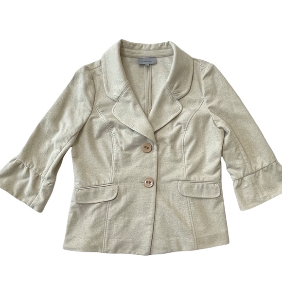 Classiques Entier Jackets & Blazers - Classiques Entier 3/4 Sleeve Cream Jacket with Subtle Gold Sparkle, XL